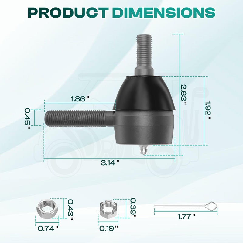 Drive-up Ball Joint Kit,Set of (3) Tie Rod End with grease fitting Fits for Club Car DS Golf Carts (1976-2008) - Image 5