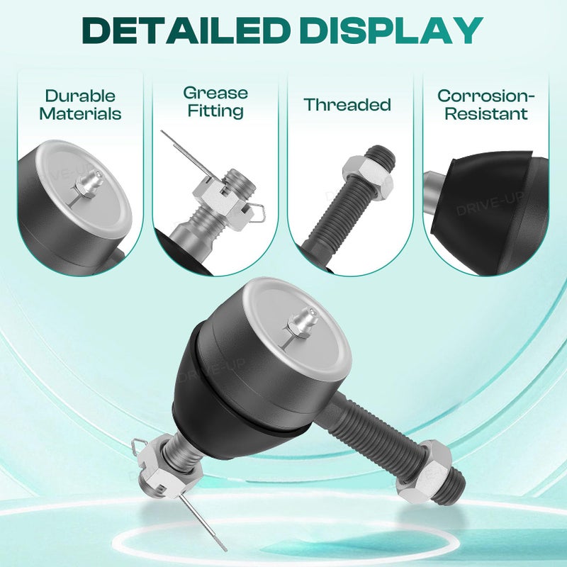 Drive-up Ball Joint Kit,Set of (3) Tie Rod End with grease fitting Fits for Club Car DS Golf Carts (1976-2008) - Image 3