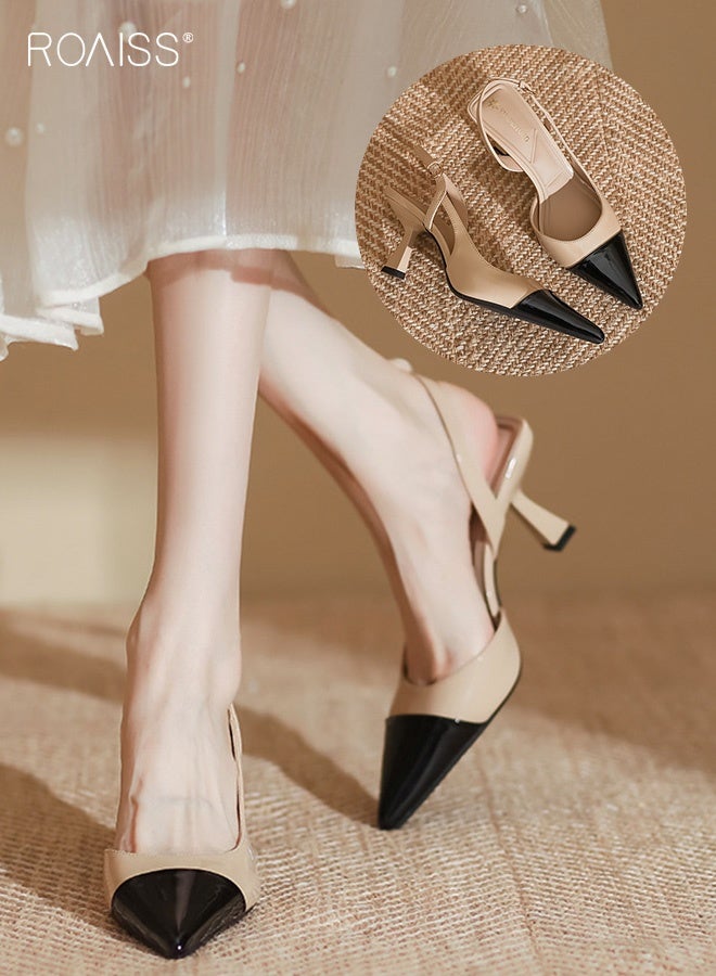 رويس حذاء نسائي بكعب منخفض، حذاء بكعب مدبب بطول 7 سم، حذاء أنيق وعصري للسيدات، صندل أنيق بكعب، مثالي للحفلات والزفاف والمواعيد وغيرها. - Image 1