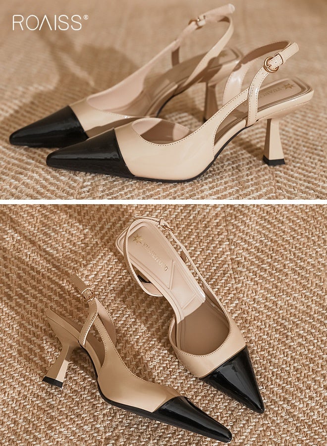 رويس حذاء نسائي بكعب منخفض، حذاء بكعب مدبب بطول 7 سم، حذاء أنيق وعصري للسيدات، صندل أنيق بكعب، مثالي للحفلات والزفاف والمواعيد وغيرها. - Image 4