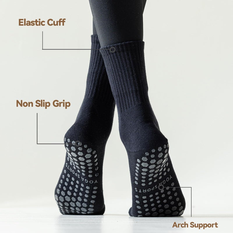 BONANGEL Pilates Socks with Grips for Women, 3 Pairs Womens Grippy Yoga Ballet Barre Hospital Gym Athletic Socks - Image 4