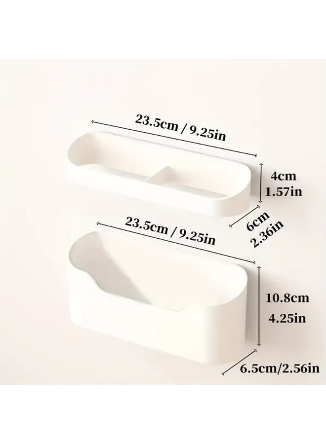 White Grey Self-Adhesive No-Drill Umbrella Holder with Drip Tray Heavy Duty Plastic Organizer - Image 3