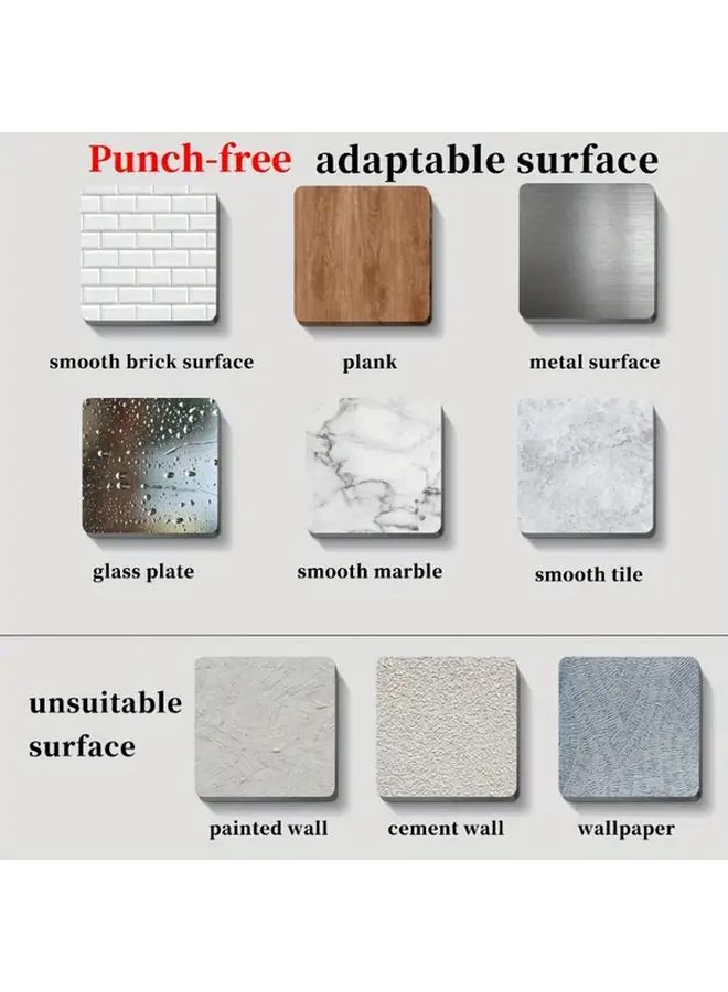 White Grey Self-Adhesive No-Drill Umbrella Holder with Drip Tray Heavy Duty Plastic Organizer - Image 4