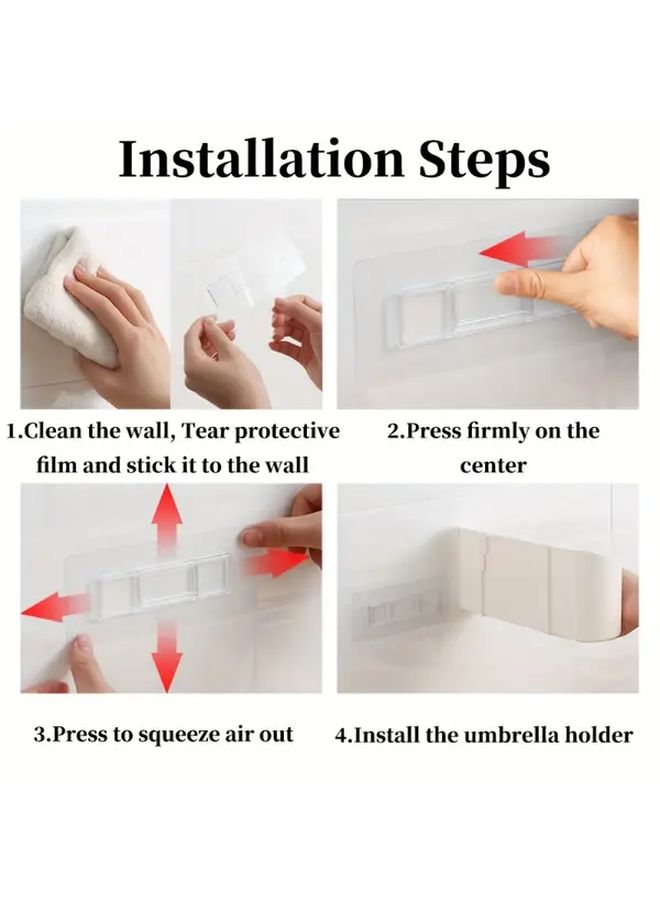 White Grey Self-Adhesive No-Drill Umbrella Holder with Drip Tray Heavy Duty Plastic Organizer - Image 5