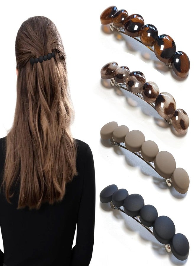 Markuii French Hair Barrettes for Women Not Easy to Break Half Up Medium to Small Hair Barrette Clips for Thin, Short or Fine Hair, 4 Pack - Image 1