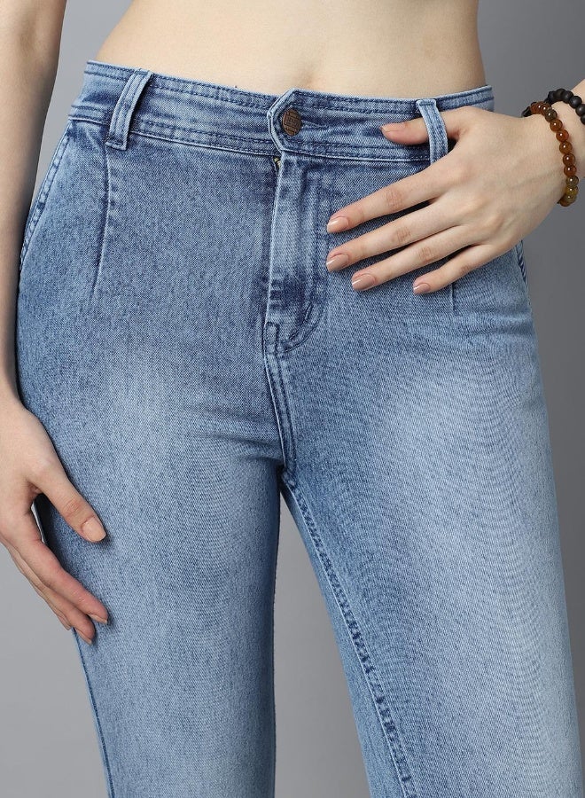 HIGH STAR Women Blue Straight Fit High-Rise Clean Look Jeans  - Image 4