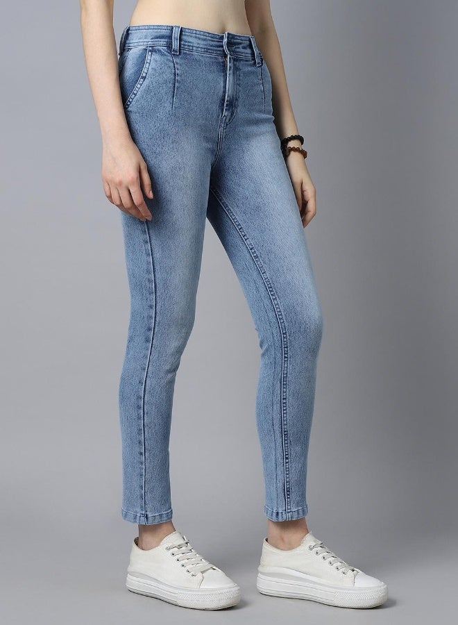 HIGH STAR Women Blue Straight Fit High-Rise Clean Look Jeans  - Image 5