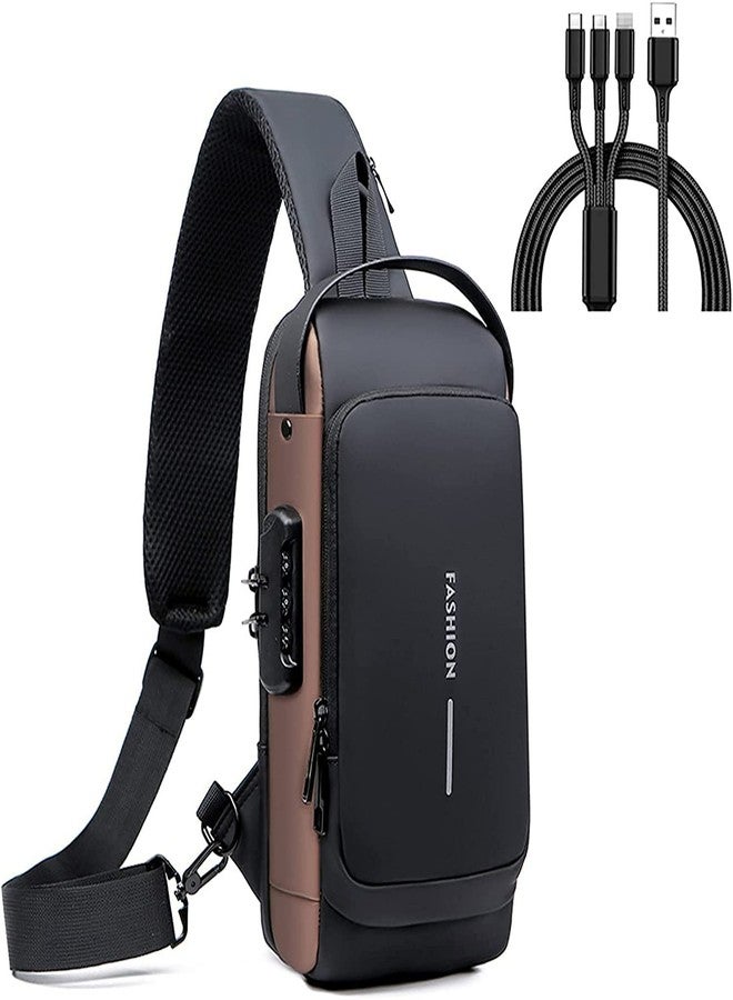 Praxon Crossbody Sling Bag Shoulder Backpack Bag Lightweight Waterproof Chest Daypack with USB Charging Port & Password Lock - Image 1