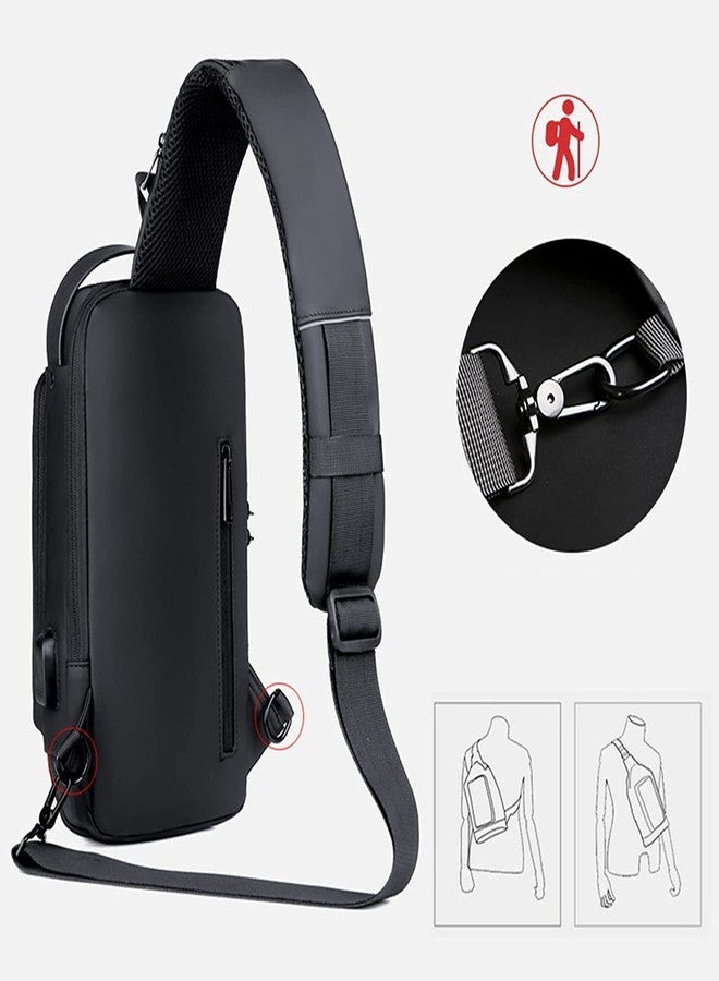 Praxon Crossbody Sling Bag Shoulder Backpack Bag Lightweight Waterproof Chest Daypack with USB Charging Port & Password Lock - Image 3