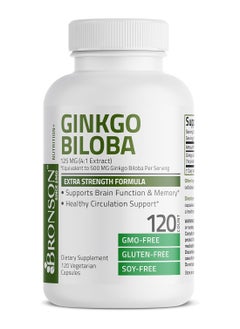 Bronson Ginkgo Biloba 500 Mg Extra Strength 500 Mg Per Serving Supports Brain Function And Memory Support 120 Vegetarian Capsules  - Image 2