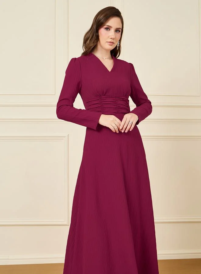 Styli Gathered Waistband Detail Maxi Dress