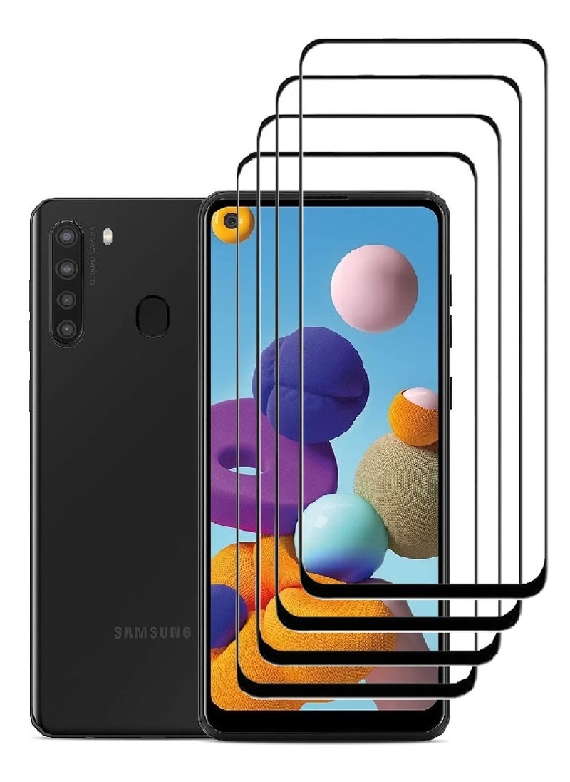 AINA 4 Pieces Tempered Glass Screen Protector 5D Designed For Samsung Galaxy A21 Full Glue Edge to Edge Full Screen Coverage And Bubble Free - Image 1