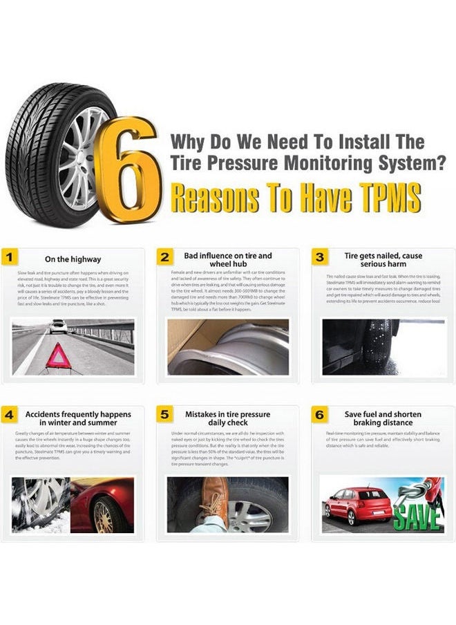 NIBEMINENT - Solar Energy Tire Pressure Monitoring System with Clear LCD Display - Image 1