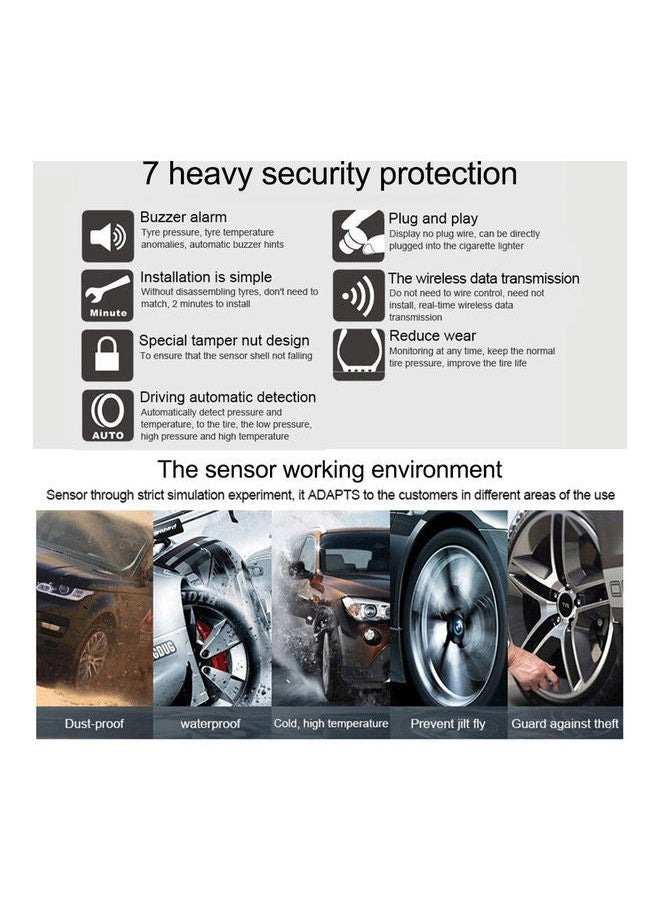 NIBEMINENT - Solar Energy Tire Pressure Monitoring System with Clear LCD Display - Image 1