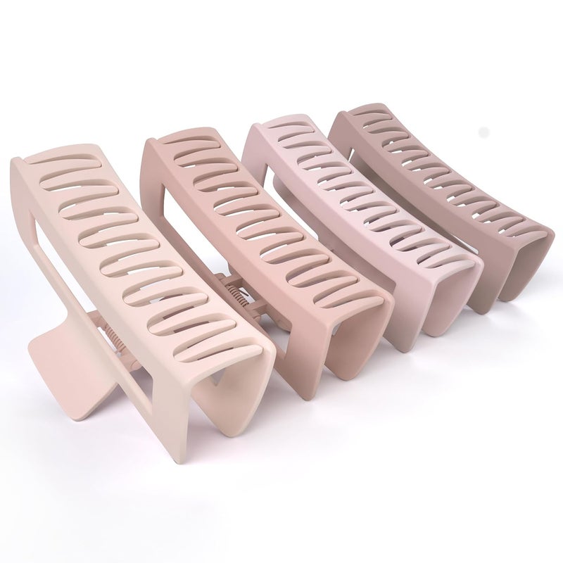 FRAMAR Large Claw Clips for Thick Hair - 4 Pack Pink Matte Claw Clips for Girls and Women