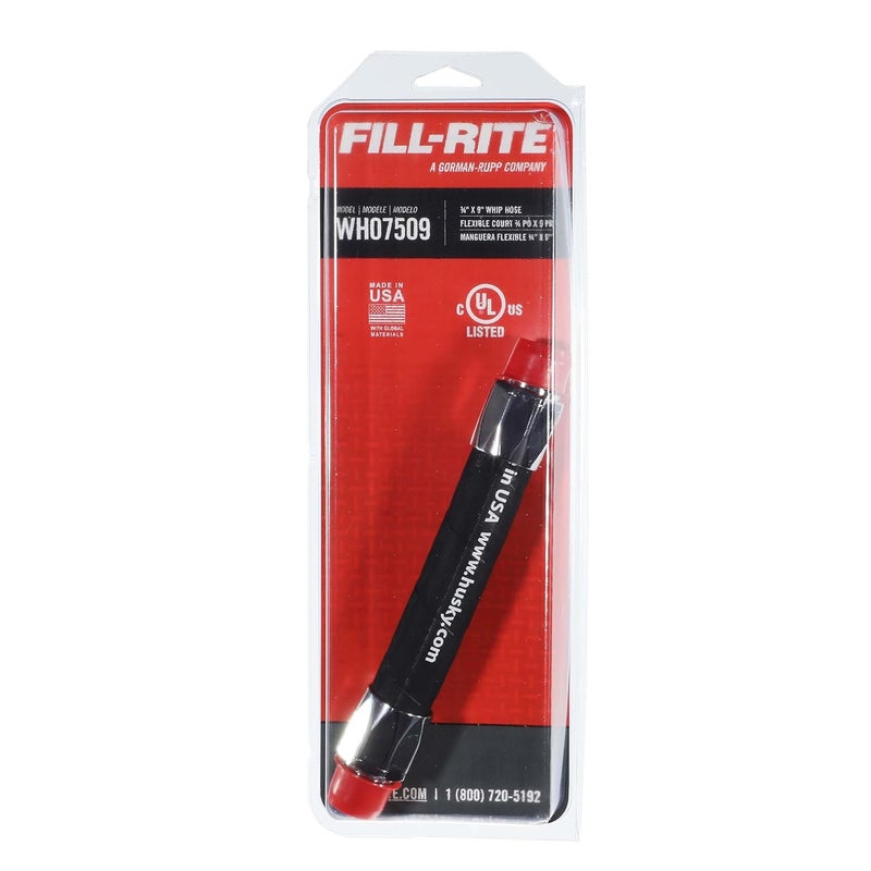 FILL RITE WH07509 Aluminum 3/4" Whip Hose, 50 lb. per Square Maximum Pressure, 9" ES Length, Black - Image 3