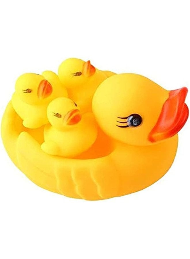 Mummy And Baby Rubber Race Cute Ducks Family Squeaky Bath Toys 