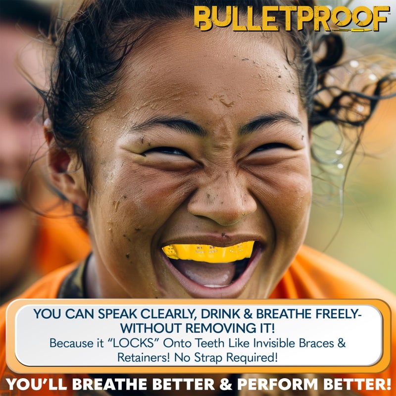 Bulletproof Mouthguards Bulletproof: Worldâ€™s Thinnest Most Breathable Mouthguard is 3X Stronger! BJJ Lacrosse Football Basketball MMA Wrestling Hockey Rugby Boxing Men Sports Mouth Guard Grinding Teeth Adult Youth Braces - Image 4