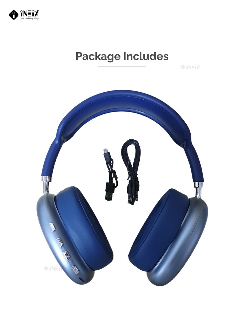 INEIX - Air Max Wireless Bluetooth Over-Ear Headphones - Blue - Image 1
