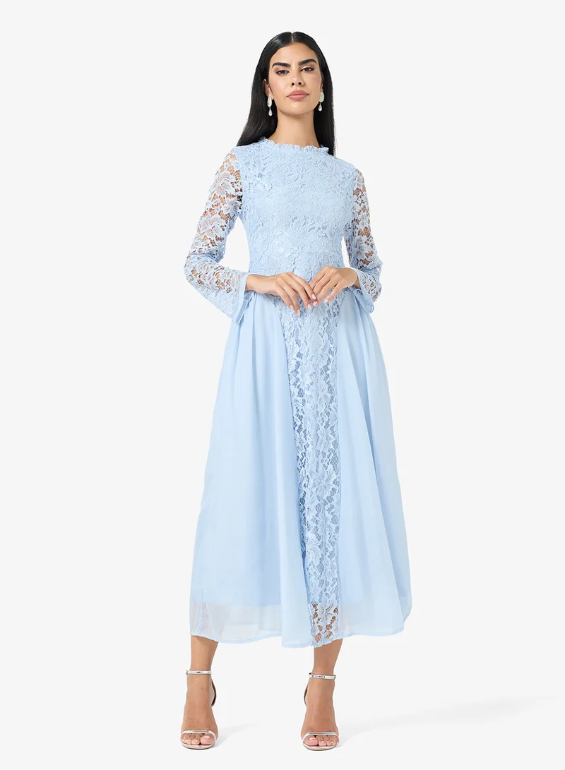 Lace A-line Dress With Ruffles