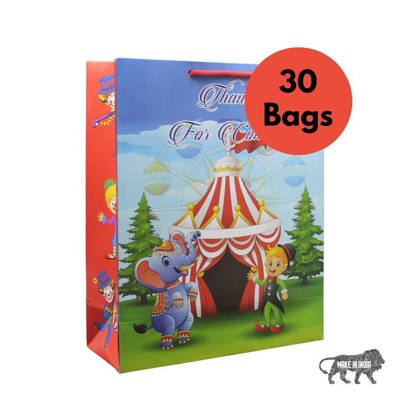 TASCHE Cardboard Carnivall Design Medium Bag For Return Gift, Small Presents, Weddings, Birthday, Holiday Presents (Size 12 X 9.5 X 4 Inch|Pack Of 30),Multi - Image 4