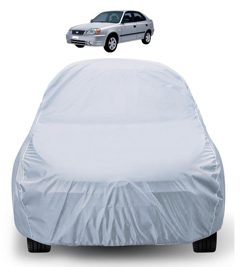 Auto Hub Car Cover Compatible with Hyundai Accent with Weather Resistant, Car Protection, Triple Stitched, Accent Car Cover- Plain Silver - Image 1