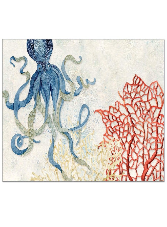 CounterArt Indigo Ocean 24 Sheet Premium Reusable Paper Placemat in Resealable Bag 17" x 11" Manufactured in The USA - Image 1