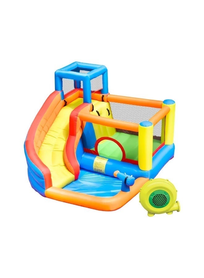 FLOBO Kids Inflatable Water Park Bouncy Castle With 450W Air Pump (310x280x210cm, Age 3-8 Years) - Multicolor - Image 1