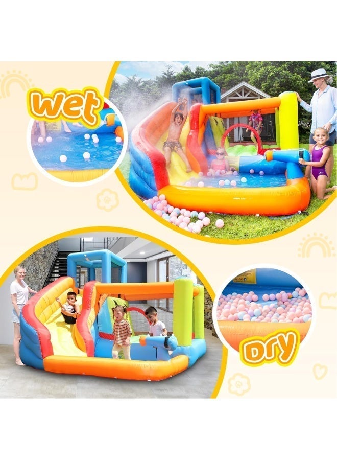 FLOBO Kids Inflatable Water Park Bouncy Castle With 450W Air Pump (310x280x210cm, Age 3-8 Years) - Multicolor - Image 2