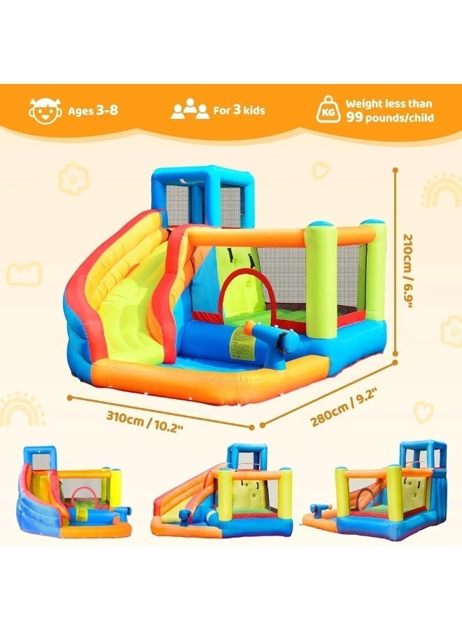 FLOBO Kids Inflatable Water Park Bouncy Castle With 450W Air Pump (310x280x210cm, Age 3-8 Years) - Multicolor - Image 3