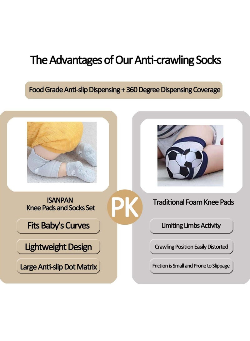 Mitoy 3 Pcs Baby Knee Protectors and Non-Slip Socks Set (Unisex, Beige/Gray/khaki） - Image 2