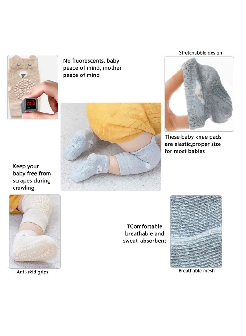 Mitoy 3 Pcs Baby Knee Protectors and Non-Slip Socks Set (Unisex, Beige/Gray/khaki） - Image 4
