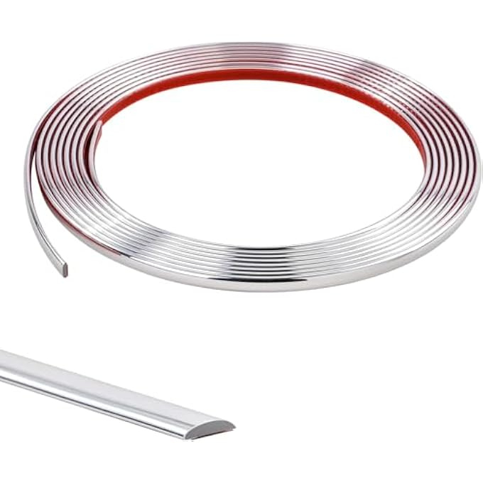 5M SILVER FLEXIBLE MOULDING TRIM,SELF-ADHESIVE DECORATIVE EDGING STRIP FOR TILE,WALL,MIRROR, CEILING,FLOOR,PANEL,CABINET,PEEL AND STICK PVC MIRRIOR FRAME TRIM,10MM - Image 2