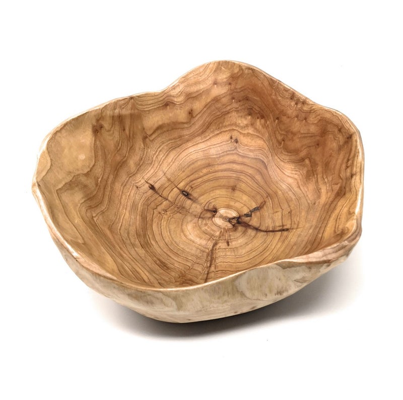 THY COLLECTIBLES Wooden Bowl Handmade Storage Natural Root Wood Crafts Bowl Fruit Salad Serving Bowls (Medium 10""-12"") - Image 1