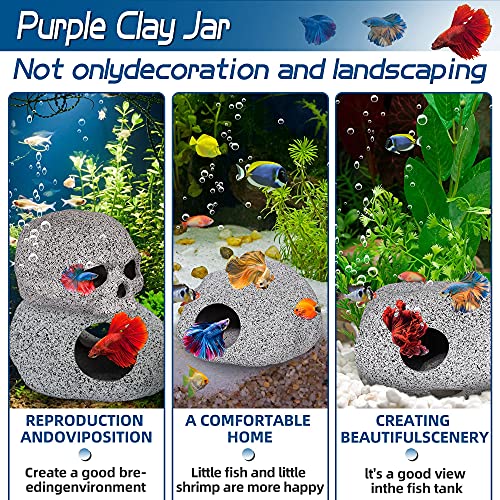 Ameliade Aquarium Decorations Cave Fish Tank Accessories Rock Decor for Shrimp Cichlid Hiding Breeding Small Fish Bowl Hide Decoration Betta Toys Hideout Stones House（Medium） - Image 5