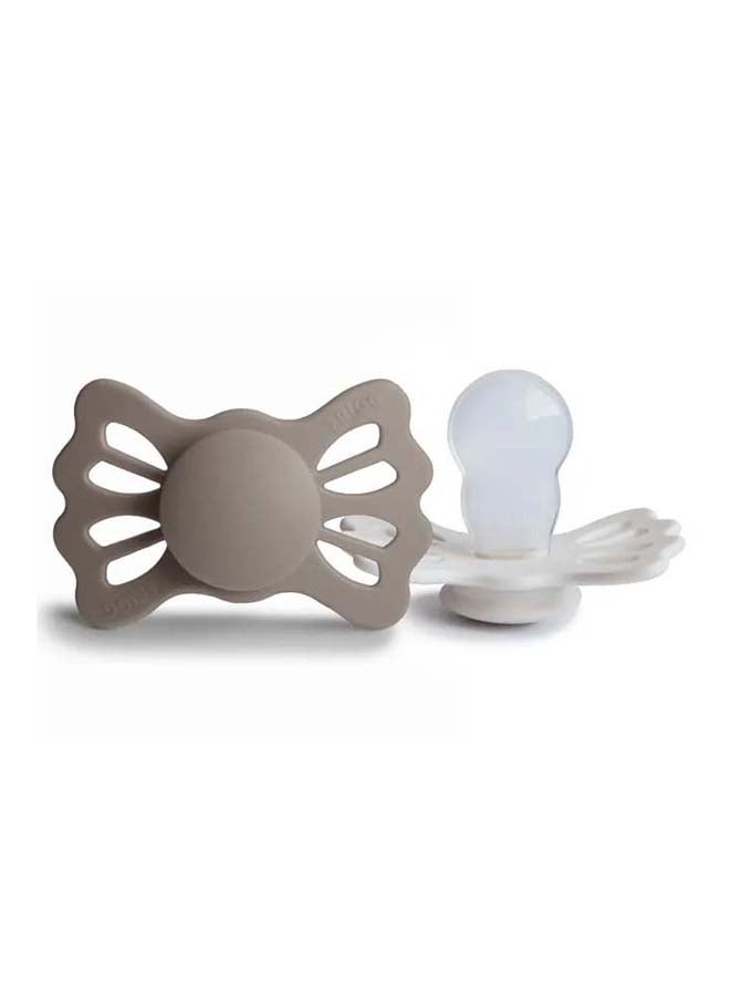 FRIGG Lucky Symmetrical Silicone Baby Pacifier 6-18M 2-Pack Portobello/Cream - Size 2 - Image 2