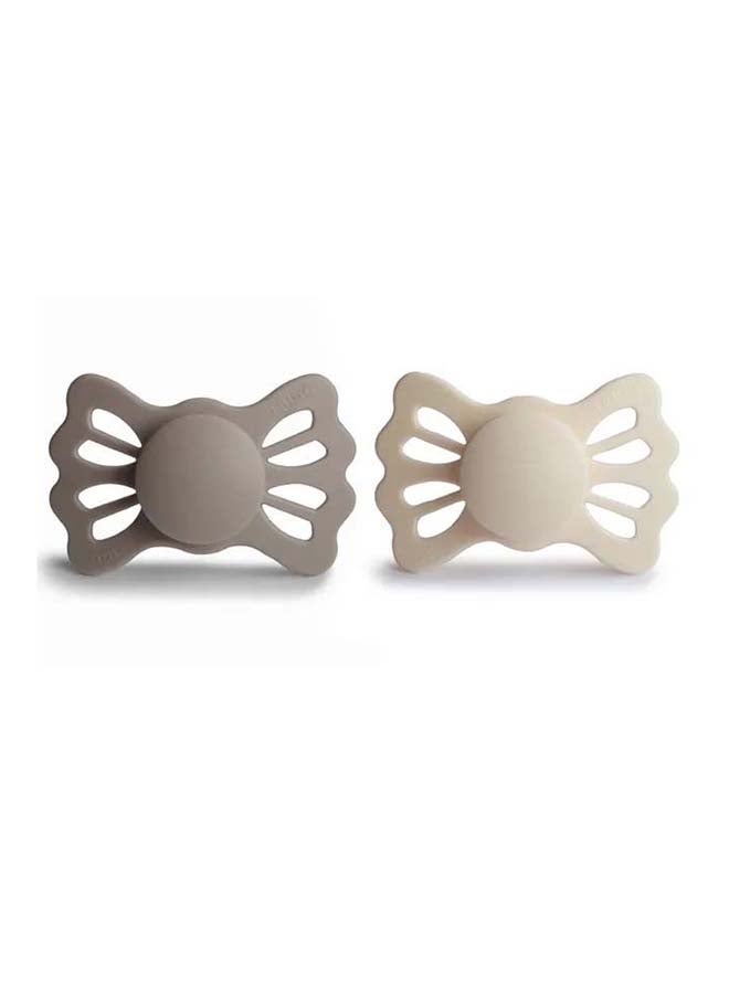 FRIGG Lucky Symmetrical Silicone Baby Pacifier 6-18M 2-Pack Portobello/Cream - Size 2