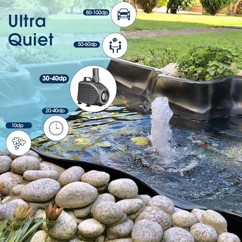 NFESOLAR Submersible Water Pump 1200GPH, Ultra Quiet Submersible Pump with Dry Burning Protection 11ft High Lift for Pond, Fountains, Waterfall, Hydroponics, Aquariums KF208 - Image 3