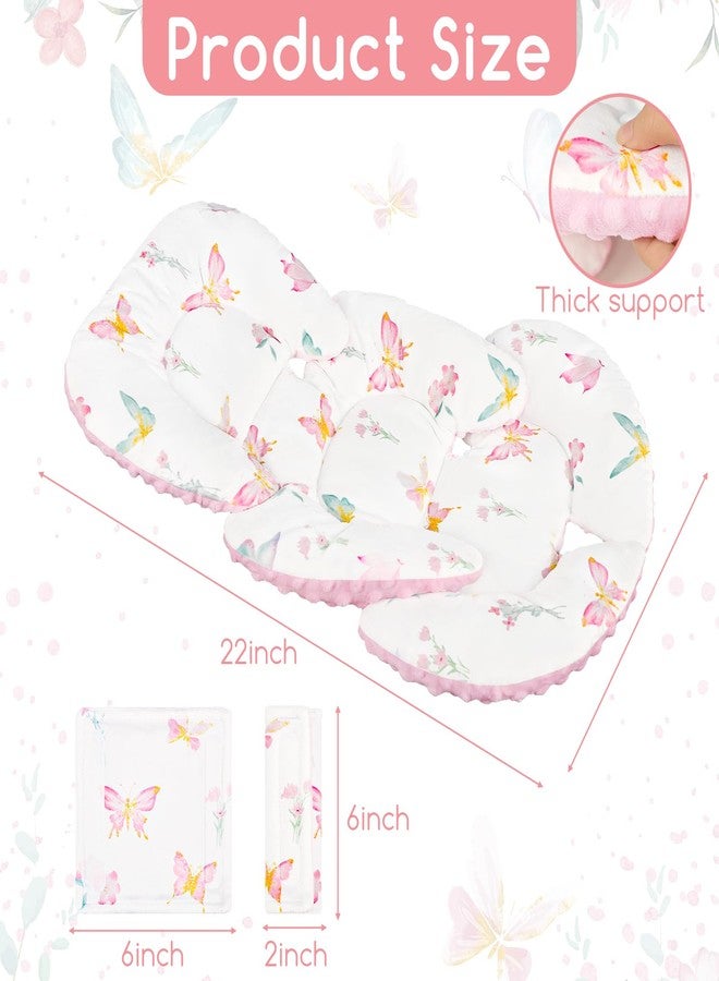 WINGHENLEE Infant Car Seat Insert for Newborn Girls Boys, Reversible Baby Carseat Head Support with Strap Pads, Soft Baby Car Seat Insert Cushion Pad for Stroller, Bouncer, Swing, High Chair, Pink Butterfly - Image 3