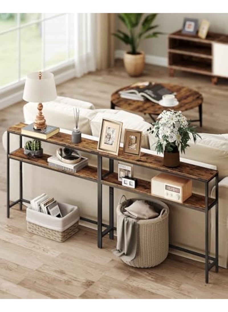 Apexll Slim Storage Console Table, 2-Tier Modern Entryway Table with Wood Grain Top and Metal Frame, Ideal for Behind Sofa or Narrow Spaces - Image 2
