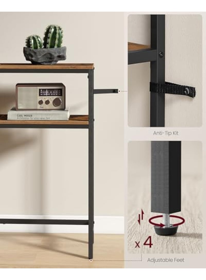 Apexll Slim Storage Console Table, 2-Tier Modern Entryway Table with Wood Grain Top and Metal Frame, Ideal for Behind Sofa or Narrow Spaces - Image 4