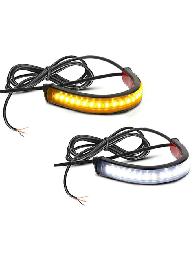 2PC Flexible Switchback Dual-Color White  Amber Motorcycle LED Fork Turn Signal Blinkers Daytime Running Light Universal Fit Motorbike - Image 1