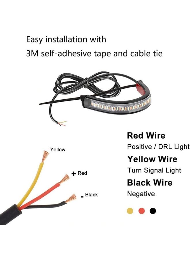 2PC Flexible Switchback Dual-Color White  Amber Motorcycle LED Fork Turn Signal Blinkers Daytime Running Light Universal Fit Motorbike - Image 2