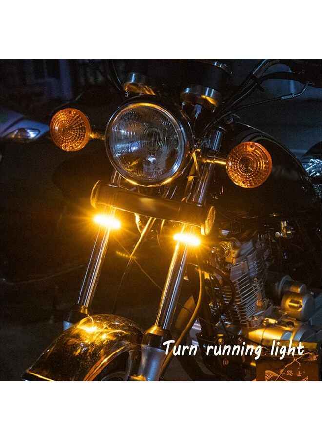 2PC Flexible Switchback Dual-Color White  Amber Motorcycle LED Fork Turn Signal Blinkers Daytime Running Light Universal Fit Motorbike - Image 5