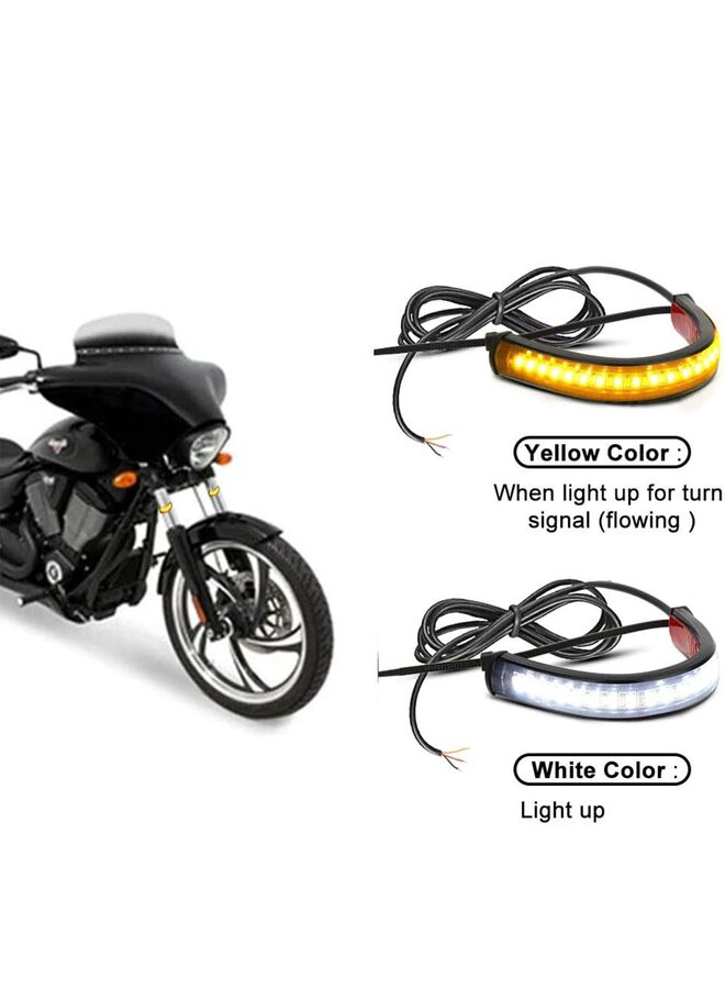 2PC Flexible Switchback Dual-Color White  Amber Motorcycle LED Fork Turn Signal Blinkers Daytime Running Light Universal Fit Motorbike - Image 3