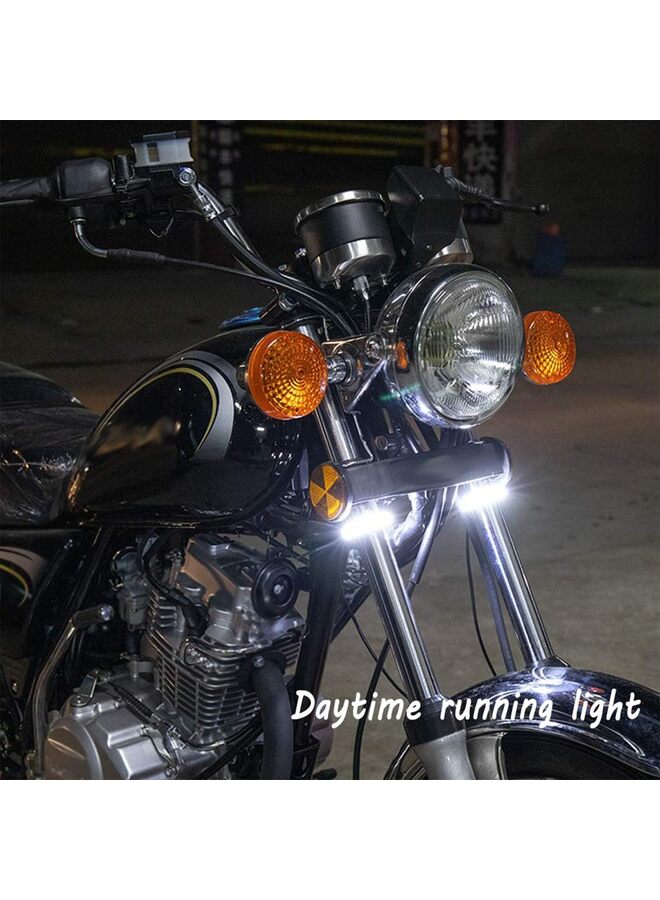 2PC Flexible Switchback Dual-Color White  Amber Motorcycle LED Fork Turn Signal Blinkers Daytime Running Light Universal Fit Motorbike - Image 4