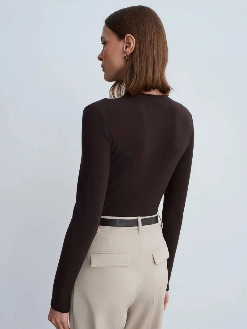 ديلفين Dilvin Women's Slim-fit Ribbed Half-turtleneck Sweater