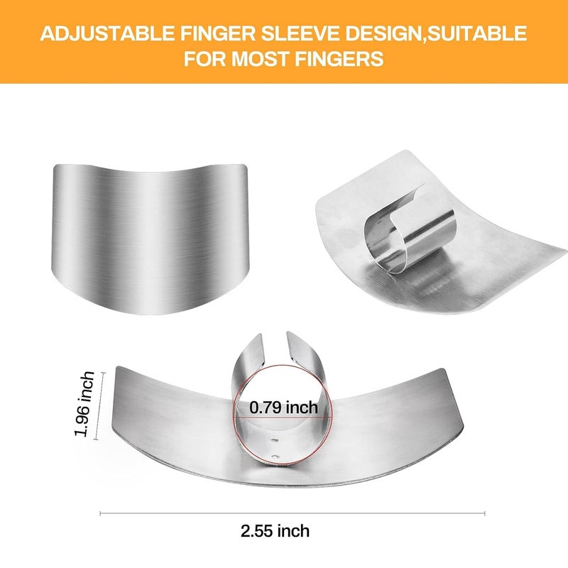 Moon Boat Stainless Steel Finger Guard, 2025 New Finger Protector for Cutting Food, Slicing Tool Finger Protector for Kitchen, Stainless Steel Finger Protector for Cutting, Chopping, Dicing, Slicing (2pcs) - Image 3