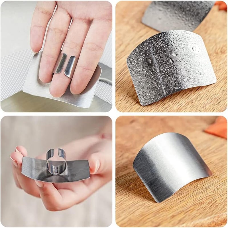 Moon Boat Stainless Steel Finger Guard, 2025 New Finger Protector for Cutting Food, Slicing Tool Finger Protector for Kitchen, Stainless Steel Finger Protector for Cutting, Chopping, Dicing, Slicing (2pcs) - Image 5