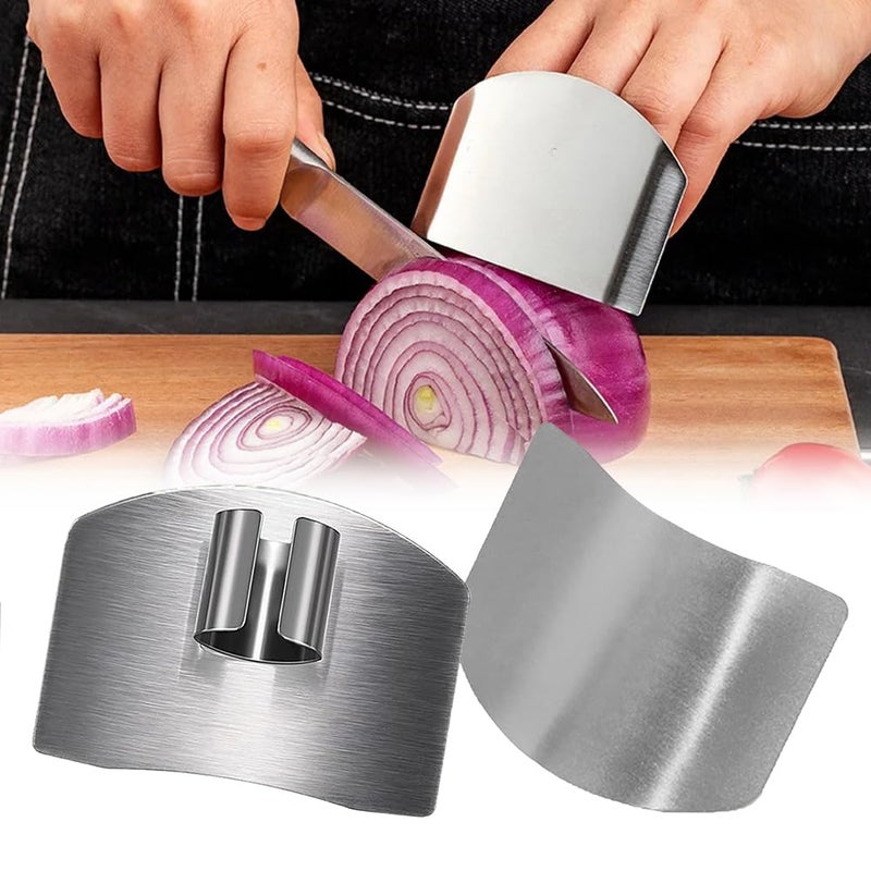 Moon Boat Stainless Steel Finger Guard, 2025 New Finger Protector for Cutting Food, Slicing Tool Finger Protector for Kitchen, Stainless Steel Finger Protector for Cutting, Chopping, Dicing, Slicing (2pcs) - Image 1